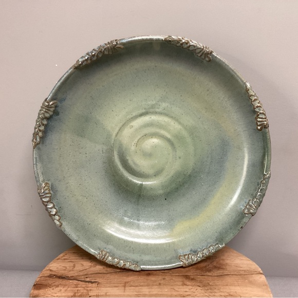 🟢 Beautiful Handcrafted Pottery Stoneware Ceramic Platter - Huge & Heavy - Rare